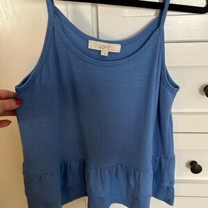 LOFT Soft Blue Peplum Tank